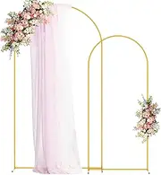 Fomcet Metal Arch Backdrop Stand Set of 2 Gold Wedding 7.2FT & 6FT Arched Frame for Birthday Party Baby Shower Graduation Ceremony Decoration (AB-1.0M-Gold-M-Q)