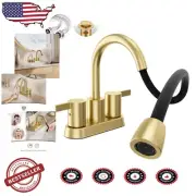 Lead-Free Brushed Gold Bathroom Faucet with 360 Degree Spout for Easy Cleanup