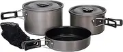 Texsport TX13412 Black Ice The Scouter 5 pc Hard Anodized Camping Cookware Outdoor Cook Set with Storage Bag Small