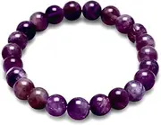 [JewelryWeb] 8mm Amethyst Bead Stretch Bracelet-Stretch-Bracelet for Women