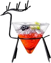 Cocktail Glasses, Unique Martini Glasses with Deer Base, Stemless Cocktail Glassware, Elegant Glasses for Party, Wine Glasses for Drinkware(black)