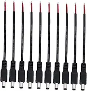 KICHOUSE 5.5x2.1mm Dc Connector Cable Adaptor 10pcs Set Black for CCTV Surveillance
