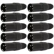 10 Pcs 3-Pin XLR DMX Male Plug Audio Adapter Cable Connector DJ Stage Lighting