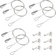 6 Pack Picture Rail Hooks and Wire Hanging System, 6.5 Ft Cables, Silver