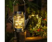 Solar Mason jar Light Lantern，Mason Jar Watering can Lantern,45 LED Hanging Mason jar Lantern, Used for Outdoor Terrace Garden Patio Decoration