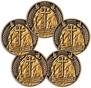 Psalm 18:2 Christian Bible Verse Coin – Rock and Cross Design, Faith and Strength Keepsake, Religious Inspirational Gift (Pack of 5)