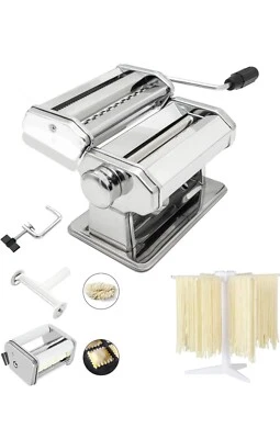 Pasta Maker Machine, Set of 6 Piece 150mm Steel Noodle Maker Machine with 9 Ad..