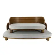 Wooden Elevated Pet Bed Sofa Ergonomic Curved Backrest for Dogs & Cats - Comfortable Raised Lounger AU