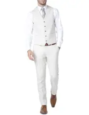 [Ferrari Formalwear] Daniel Hechter Linen Vest in Sand