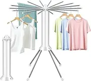 SIMTWO Clothes Drying Rack Foldable with 4 Legs, Portable Laundry Drying Rack with 16 Rods & Pulley, Collapsible Folding Drying Rack for Clothes, Aluminum Standing Dry Racks for Indoor & Outdoor
