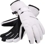 Women's Andorra Waterproof Touchscreen Ski Snow Gloves White Black Warm Medium