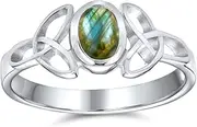 [Bling Jewelry] Genuine Gemstone CZ BFF Sorority Sister Promise Friendship Celtic Triquetra Infinity Love Knot Ring For Women Teen.925 Sterling Silver Birthstone Customizable
