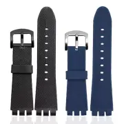 23mm Black Rubber Strap For Swatch Watch YOS440 449 401G 447 448 IRONY Wristband