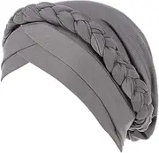[Generic] Braid Silky Turban Hats for Women Beanies Cap Headwrap Headwear