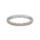 Pink Spinel Peridot Round 2.50 MM Eternity 925 Sterling Silver Women Ring