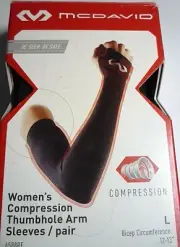 MCDAVID Womens [ L ] Compression Thumbhole Arm Sleeves [Pair] Large Black 6588RF