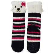Wicked Sista Animal Slipper Socks French Poodle Cuff Non-Slip One Size Striped