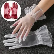Wedding Bridal Lace Mesh Gloves Ultra Thin Sheer Transparent Party Short Gloves