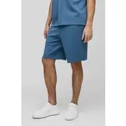 Mens Slate Blue Relaxed Fit Elasticated Waist Scuba Short
