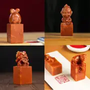 Natural Stone Pixiu Rabbit Custom DIY Sculpture Seal Stamp Of Engraving Name