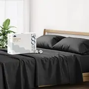 100% Cotton Bed Sheets Set - 500 Thread Count Cotton Sheets for Queen Black