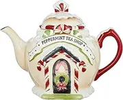 Cosmos Gifts Santa's Village Ceramic Teapot, 7-1/4-Inch