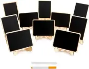 DSTELIN 10 Pack Mini Chalkboards Signs with Easel Stand, Small Small, Black