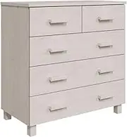 vidaXL Solid Wood Sideboard 'HAMAR' - White, Pinewood & MDF, 5 Drawers | Compact Yet Spacious Storage Unit