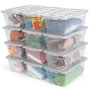 Plastic Storage Container 12 Pack Plastic Storage Bins with Lids, Stackable S...