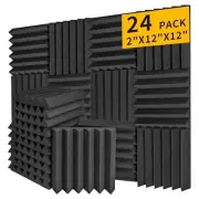 Sound Proof Foam Panels For Walls, 24 Pack 2x12x12 Inches 24 Pack Wedge-2"
