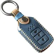 HIBEYO Leather Car Key Fob Cover with Keychain fits for Honda Hr-V Cr-V Accord Crider Odyssey Car Key Case Cover 3 Button