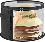 Clear Organizer Hat Box Oversized, Closet Organizer Storage for Baseball Caps, Wide Brims Case with Carrying Handles, Foldabletravel Hat Boxes for Women Storage Baseball Cap Storage Box (Black)