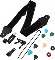 NULYLU 1 Set Guitar Accessories Guitar Sling Kit with Capo Picks Strap for Acoustic Electric Ukulele Durable Comfortable for Practice Performance Random Color