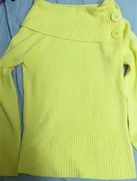 在飛比找Yahoo!奇摩拍賣優惠-鵝黃色大翻領毛衣