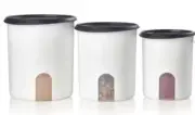 Tupperware One Touch Black Nesting Canister Set of 3 NEW + GIFT