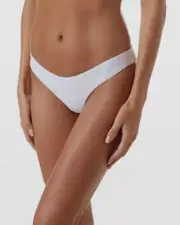 $120 Melissa Odabash Women White Toulouse Ribbed Bikini Bottom Swimwear Size 8