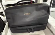 NEW TUMI Voyageur SEATTLE Zipped Domed Cosmetic Toiletry Bag - BLACK w/ GOLD