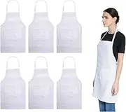 Total 6PCS Bib Apron Adult with 2 Pockets for Women Men Chef Cooking Kitchen
