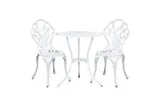 Outdoor Setting Cast Aluminium Bistro Table Chairs Garden Patio - White 3pc