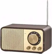 Vintage FM Radio – Retro Transistor Radio with 2000mAh Rechargeable Battery, 5W Speaker, TF Card/USB/MP3/AUX Playback & Bass Mode, Portable for Home, Outdoor, Kitchen, Bedroom, Office