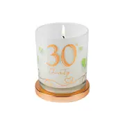 30th Birthday Party Candle Vanilla Scented Home Fragrance Round White/Gold 9cm