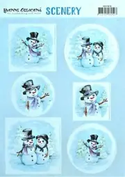 A4 DIE CUT CARD TOPPER SHEET Paper Tole Snowman Xmas CDS10016 Push Out Trees