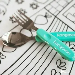 美國 Kangovou 小袋鼠 不鏽鋼安全湯叉組 湯匙 叉子 餐具組