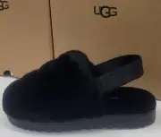 UGG Womens Super Fluff Slipper Black Size 8