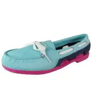 NEW Pool (Light Blue) Crocs Women's Beach Line Hybrid Lace Up Boat Shoes US 4