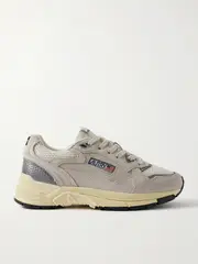 [Autry] Autry - Hyperway Mesh And Metallic Leather-trimmed Suede Sneakers - Gray - IT38 IT 38 Gray