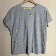 Boden Womens Lemon Basic Tee Shirt Top Size 8 Gray NWT Novelty Lightweight
