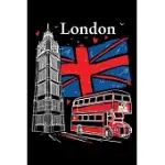 LONDON: BIG BEN HAND DRAWN LINED NOTEBOOK JOURNAL DIARY 6X9