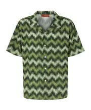 Missoni Zig Zag Button-Up Bowling Shirt L green