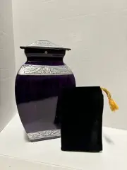 Large Cremation Urn Textured Purple 11" Open Box